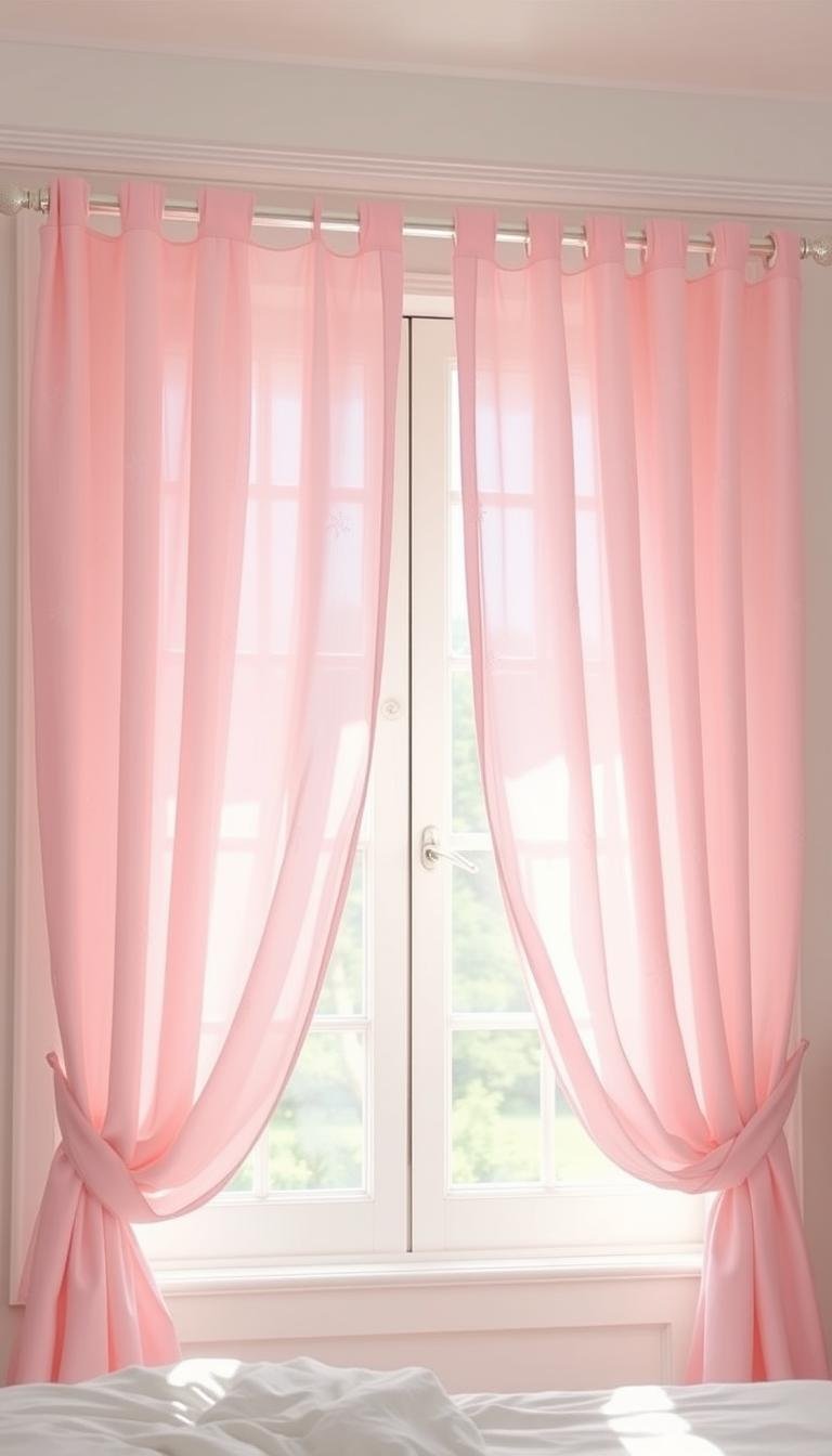 Pink and White Bedroom Curtains for Girls