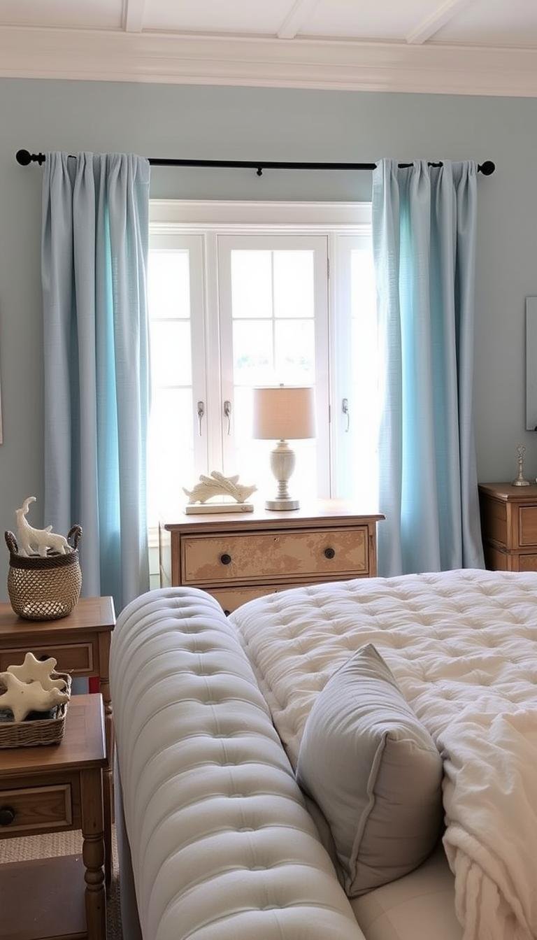Sky Blue Bedroom Curtains for Coastal Homes