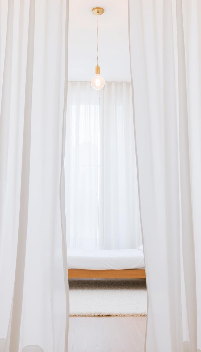Soft White Bedroom Curtains for a Minimal Space