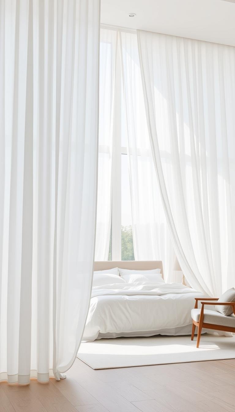 White Linen Curtains for Breezy Minimal Bedrooms